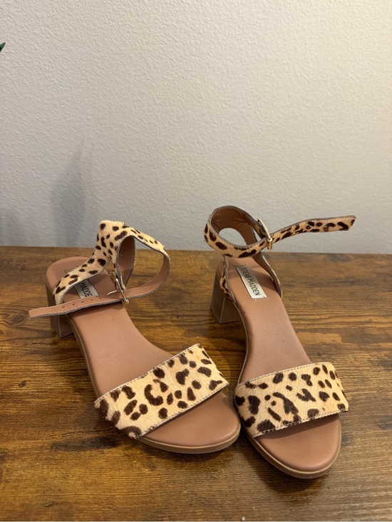 Steve Madden Shoes - Steve Madden Leopard Print Ankle Strap Block Heels - Brown/Tan